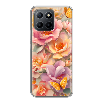 Силиконовый чехол на Huawei Honor 70 Lite 5G с принтом Цветы и бабочки