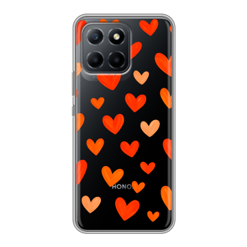 Силиконовый чехол на Huawei Honor 70 Lite 5G с принтом Сердечки