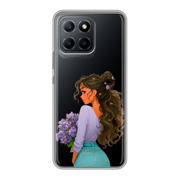 Силиконовый чехол на Huawei Honor 70 Lite 5G с принтом девушка цветы Силиконовый чехол на Huawei Honor 70 Lite 5G с принтом девушка цветы