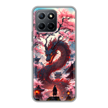 Силиконовый чехол на Huawei Honor 70 Lite 5G с принтом Дракон Японский