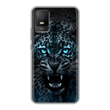 Силиконовый чехол на TCL 403 с принтом Темный леопард Силиконовый чехол на TCL 403 с принтом Темный леопард