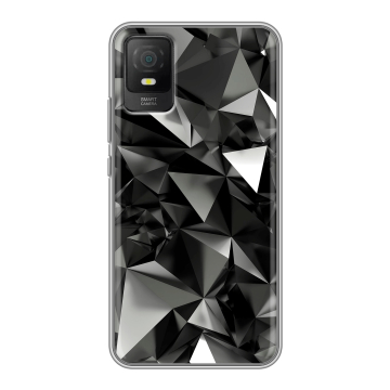 Силиконовый чехол на TCL 403 с принтом Черные кристаллы Силиконовый чехол на TCL 403 с принтом Черные кристаллы