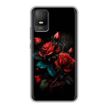Силиконовый чехол на TCL 403 с принтом Розы красные Силиконовый чехол на TCL 403 с принтом Розы красные