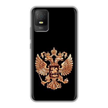 Силиконовый чехол на TCL 403 с принтом Герб России золотой