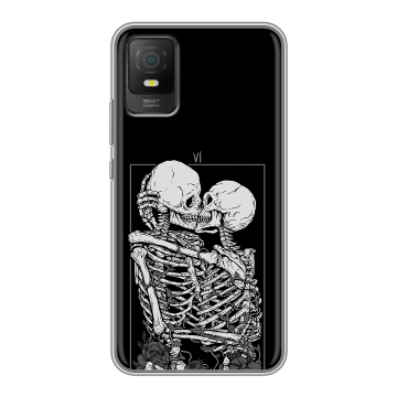 Силиконовый чехол на TCL 403 с принтом Поцелуй скелетов