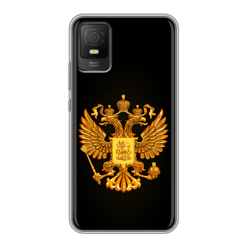Силиконовый чехол на TCL 403 с принтом Герб России желтый Силиконовый чехол на TCL 403 с принтом Герб России желтый