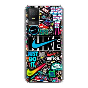 Силиконовый чехол на TCL 403 с принтом найк nike черный
