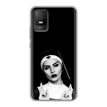 Силиконовый чехол на TCL 403 с принтом монашка