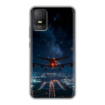 Силиконовый чехол на TCL 403 с принтом самолет