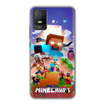 Силиконовый чехол на TCL 403 с принтом Майнкрафт Minecraft