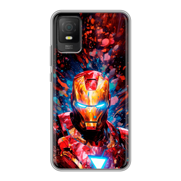 Силиконовый чехол на TCL 403 с принтом Железный человек Ironman