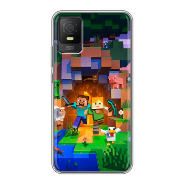 Силиконовый чехол на TCL 403 с принтом Майнкрафт Minecraft