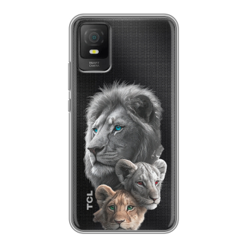 Силиконовый чехол на TCL 403 с принтом Львы