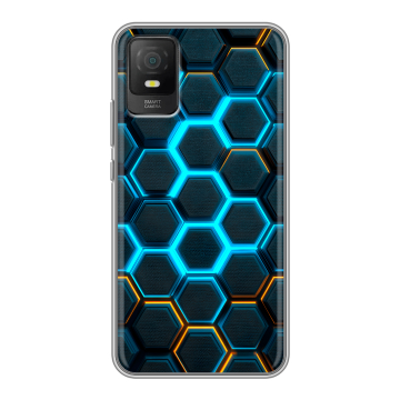 Силиконовый чехол на TCL 403 с принтом Неоновые соты
