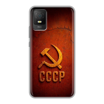 Силиконовый чехол на TCL 403 с принтом Флаг Герб СССР