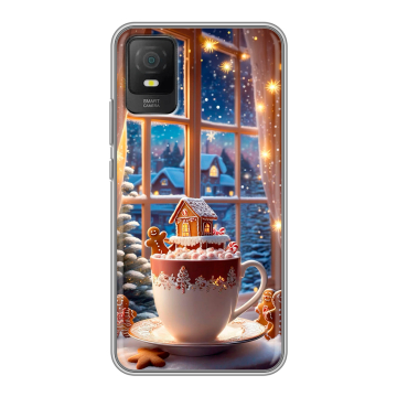 Силиконовый чехол на TCL 403 с принтом Новый год