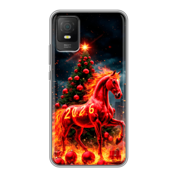 Силиконовый чехол на TCL 403 с принтом Новый год