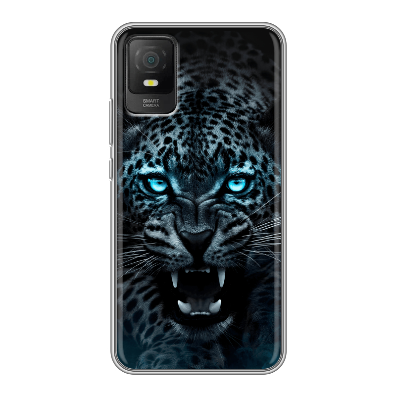 Силиконовый чехол на TCL 403 с принтом Темный леопард Силиконовый чехол на TCL 403 с принтом Темный леопард
