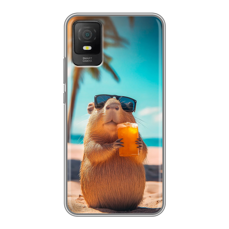 Силиконовый чехол на TCL 403 с принтом Капибара Силиконовый чехол на TCL 403 с принтом Капибара