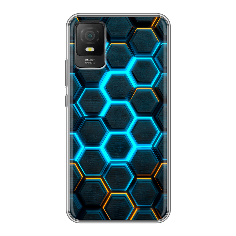 Силиконовый чехол на TCL 403 с принтом Неоновые соты Силиконовый чехол на TCL 403 с принтом Неоновые соты