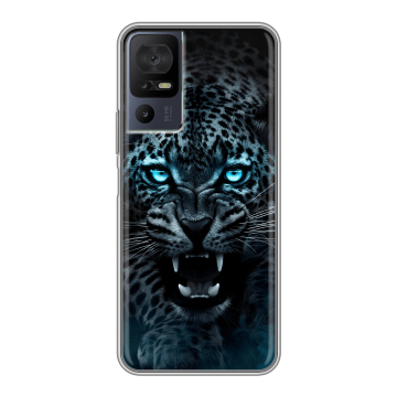 Силиконовый чехол на TCL 40 SE с принтом Темный леопард Силиконовый чехол на TCL 40 SE с принтом Темный леопард