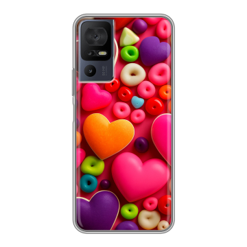 Силиконовый чехол на TCL 40 SE с принтом Сердечки Силиконовый чехол на TCL 40 SE с принтом Сердечки
