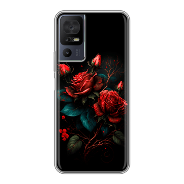 Силиконовый чехол на TCL 40 se с принтом Розы красные Силиконовый чехол на TCL 40 se с принтом Розы красные