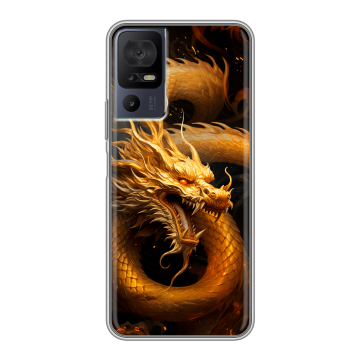 Силиконовый чехол на TCL 40 se с принтом Золотой дракон Силиконовый чехол на TCL 40 se с принтом Золотой дракон