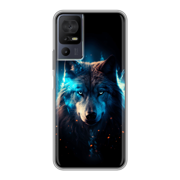 Силиконовый чехол на TCL 40 se с принтом Волк ночной Силиконовый чехол на TCL 40 se с принтом Волк ночной
