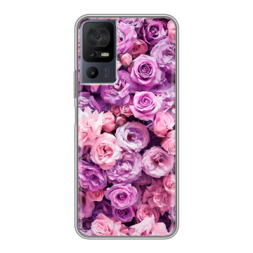 Силиконовый чехол на TCL 40 se с принтом лавандовые розы Силиконовый чехол на TCL 40 se с принтом лавандовые розы