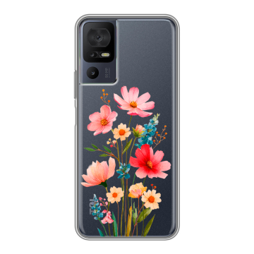 Силиконовый чехол на TCL 40 se с принтом Цветы Силиконовый чехол на TCL 40 se с принтом Цветы