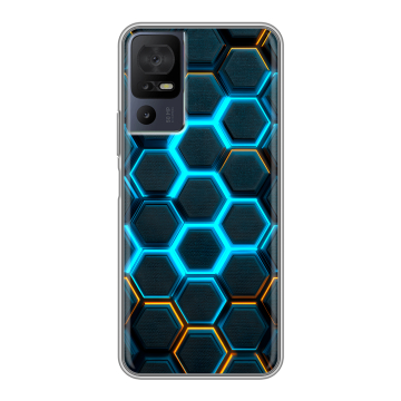 Силиконовый чехол на TCL 40 se с принтом Неоновые соты Силиконовый чехол на TCL 40 se с принтом Неоновые соты