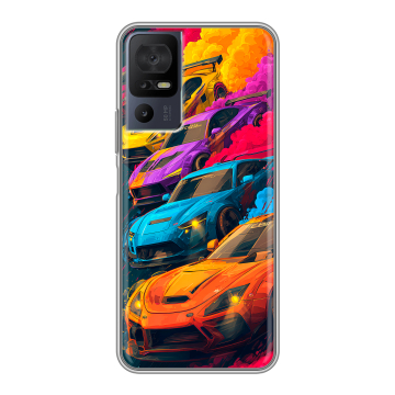 Силиконовый чехол на TCL 40 se с принтом Тачки Силиконовый чехол на TCL 40 se с принтом Тачки