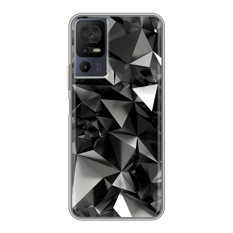 Силиконовый чехол на TCL 40 se с принтом Черные кристаллы Силиконовый чехол на TCL 40 se с принтом Черные кристаллы