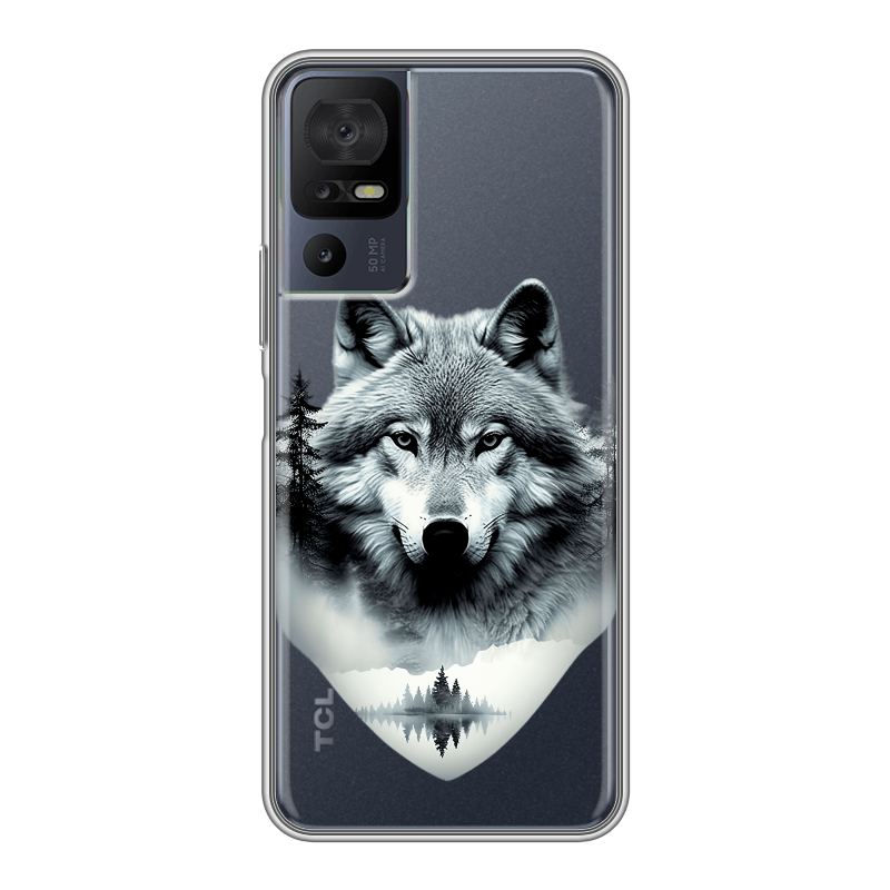 Силиконовый чехол на TCL 40 se с принтом Волк в лесу Силиконовый чехол на TCL 40 se с принтом Волк в лесу