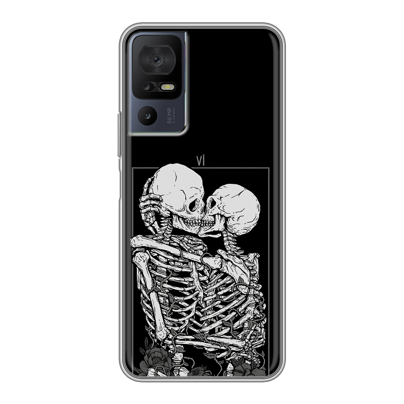 Силиконовый чехол на TCL 40 se с принтом Поцелуй скелетов Силиконовый чехол на TCL 40 se с принтом Поцелуй скелетов