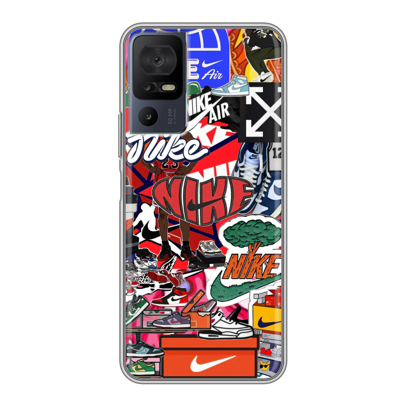 Силиконовый чехол на TCL 40 se с принтом Найк Nike яркий Силиконовый чехол на TCL 40 se с принтом Найк Nike яркий