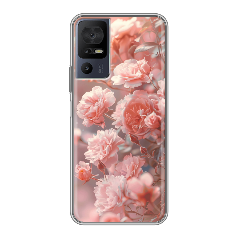 Силиконовый чехол на TCL 40 se с принтом Розовые розы Силиконовый чехол на TCL 40 se с принтом Розовые розы