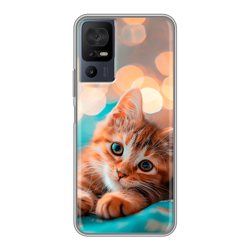 Силиконовый чехол на TCL 40 se с принтом котик Силиконовый чехол на TCL 40 se с принтом котик