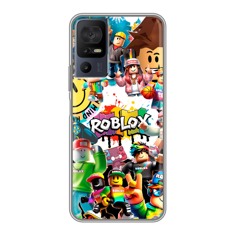 Силиконовый противоударный чехол на TCL 40 se с принтом Roblox Роблокс Силиконовый противоударный чехол на TCL 40 se с принтом Roblox Роблокс