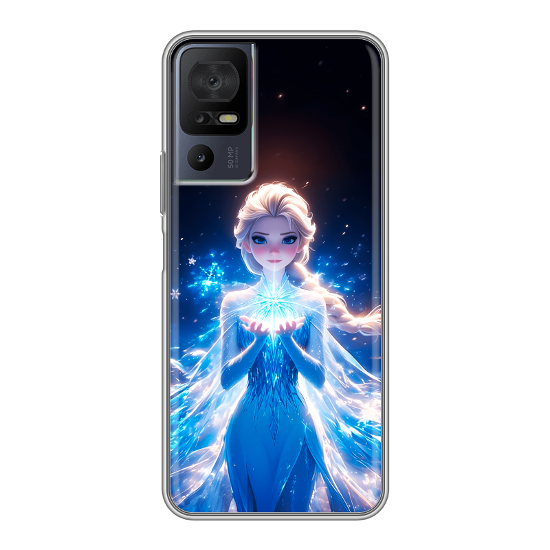 Силиконовый противоударный чехол на TCL 40 se с принтом Холодное сердце Frozen Силиконовый противоударный чехол на TCL 40 se с принтом Холодное сердце Frozen