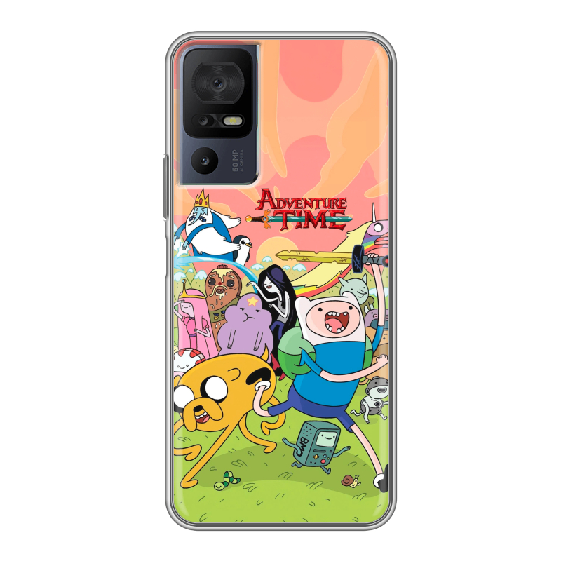 Силиконовый противоударный чехол на TCL 40 se с принтом Adventure time Время приключений Силиконовый противоударный чехол на TCL 40 se с принтом Adventure time Время приключений