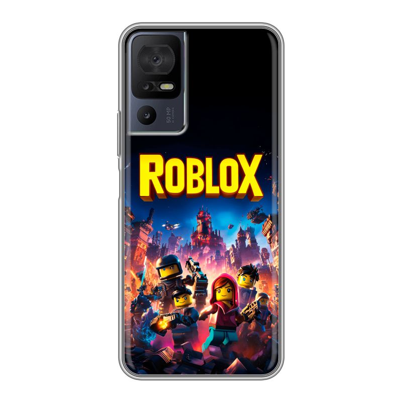 Силиконовый противоударный чехол на TCL 40 se с принтом Roblox Роблокс Силиконовый противоударный чехол на TCL 40 se с принтом Roblox Роблокс
