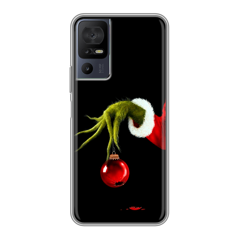 Силиконовый чехол на TCL 40 se с принтом Новый год Гринч Силиконовый чехол на TCL 40 se с принтом Новый год Гринч