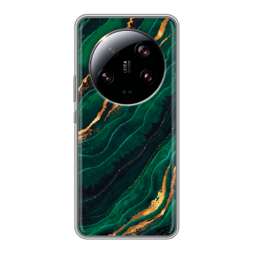 Силиконовый чехол на Xiaomi 13 Ultra с принтом Мрамор зеленое золото