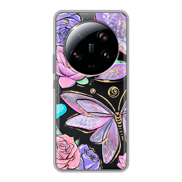 Силиконовый чехол на Xiaomi 13 Ultra с принтом Бабочки и цветы