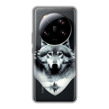 Силиконовый чехол на Xiaomi 13 Ultra с принтом Волк в лесу