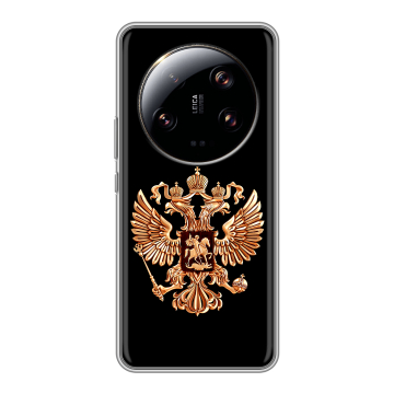 Силиконовый чехол на Xiaomi 13 Ultra с принтом Герб России золотой Силиконовый чехол на Xiaomi 13 Ultra с принтом Герб России золотой