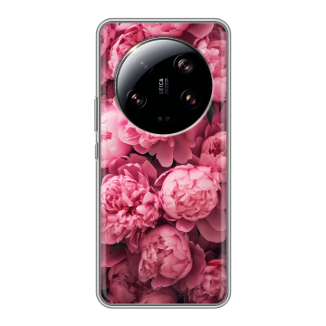 Силиконовый чехол на Xiaomi 13 Ultra с принтом цветы пионы