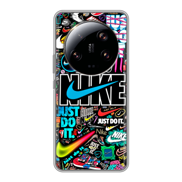 Силиконовый чехол на Xiaomi 13 Ultra с принтом найк nike черный Силиконовый чехол на Xiaomi 13 Ultra с принтом найк nike черный